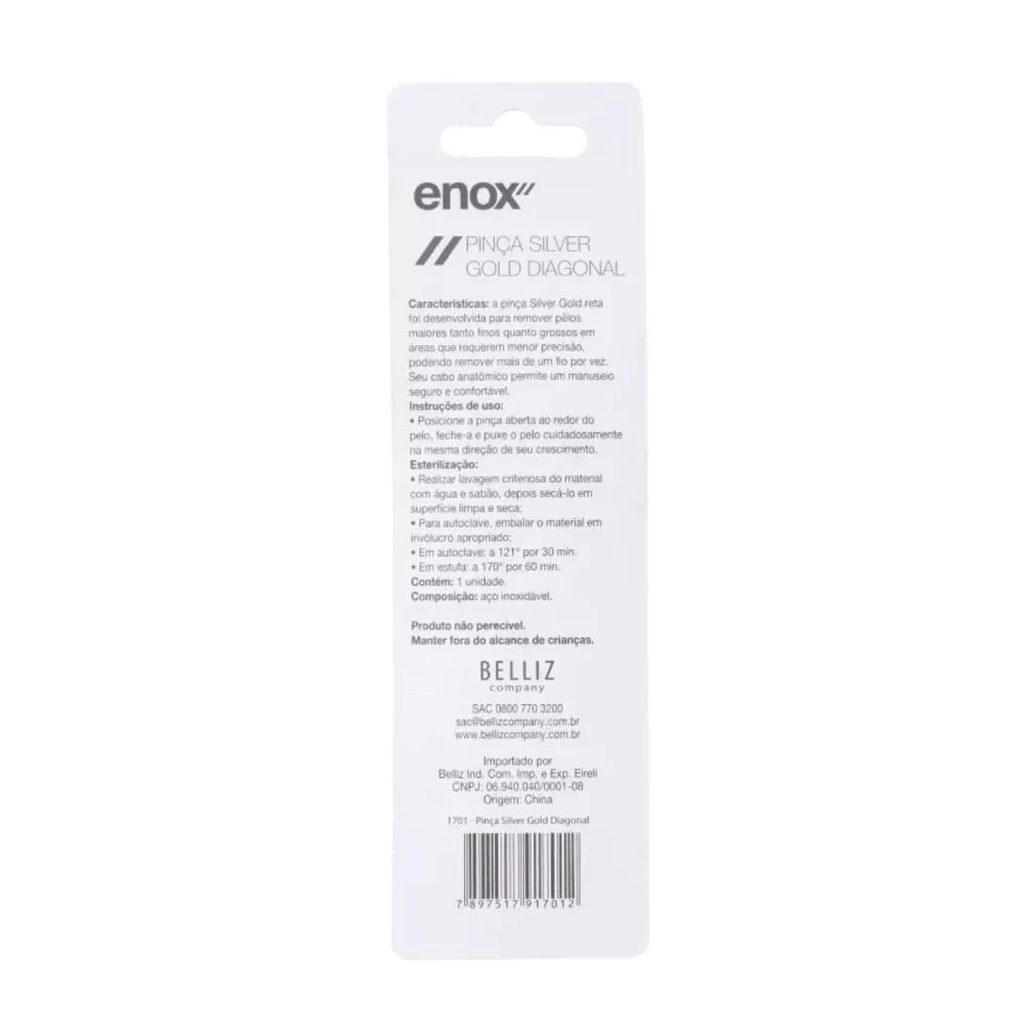 Kit Pinças Silver Gold Enox Belliz Diagonal Ref. 1701 C/3