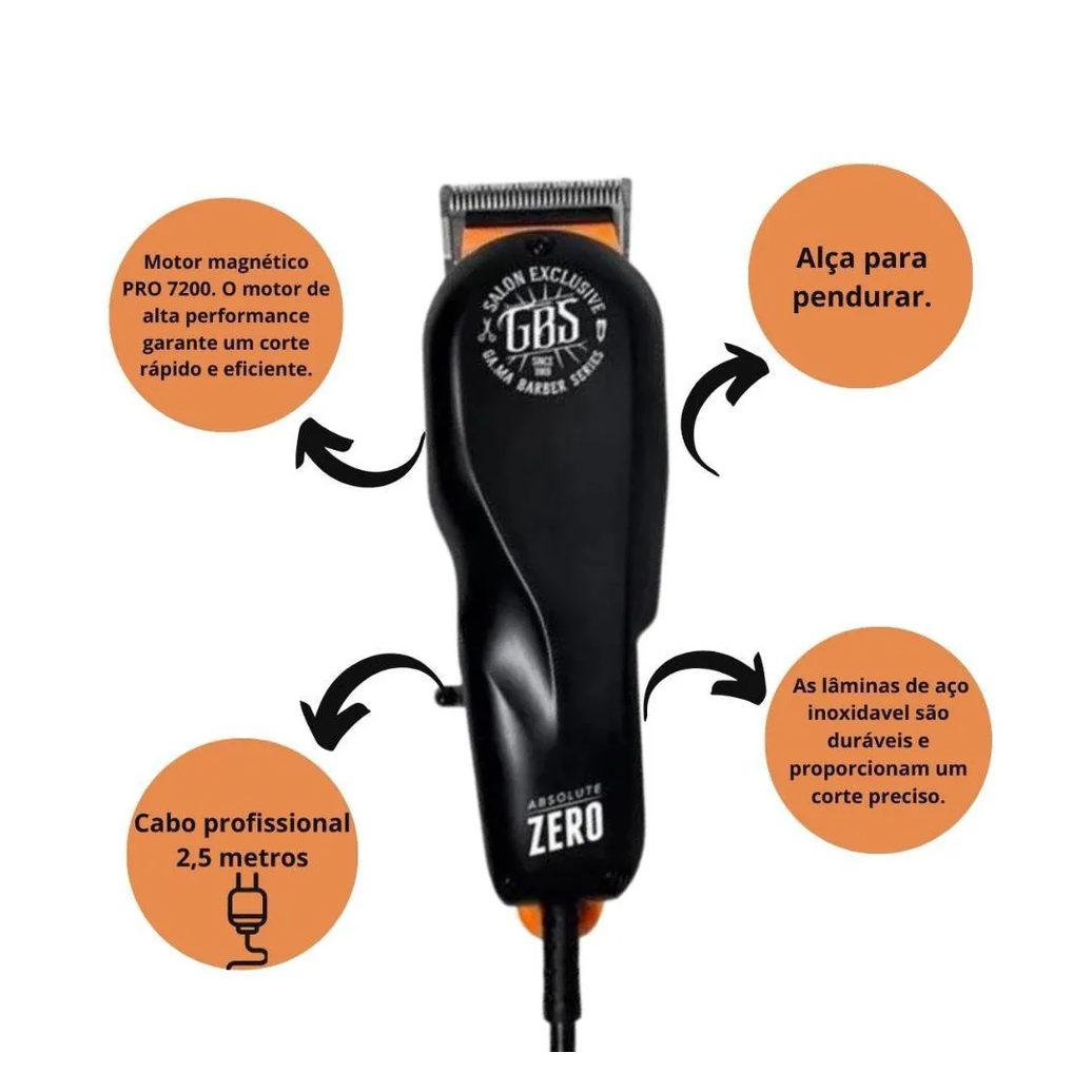 Máquina de Corte Gama Absolute Zero Gbs Barber Series 127v