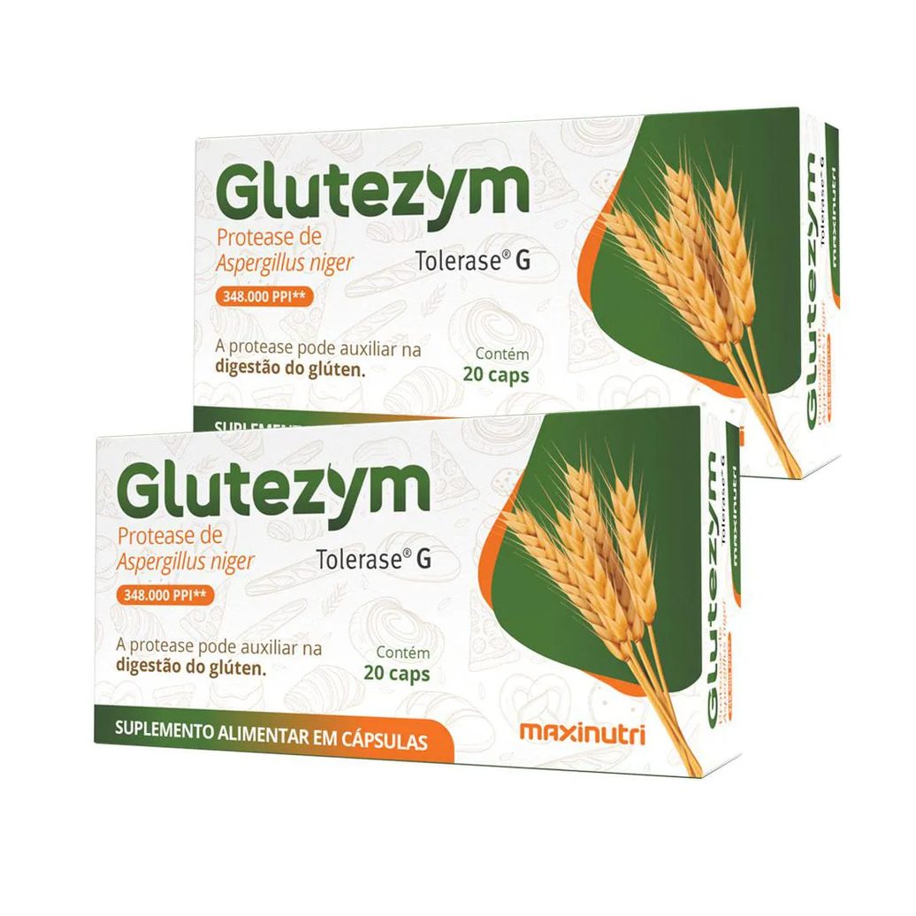 KIT 2 GLUTEZYM AUXILIA NA INTOLERâNCIA AO GLúTEN NãO CELíACA 20 CáPS MAXINUTRI
