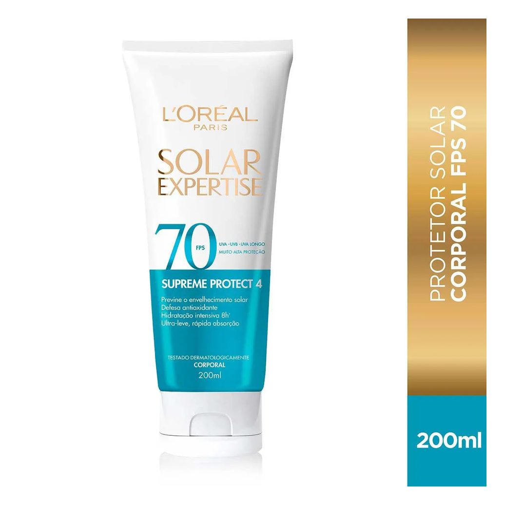 Protetor Solar Corporal FPS 70 L'Oreal Solar Expertise Supreme Máxima Proteção Solar Corporal 200ml