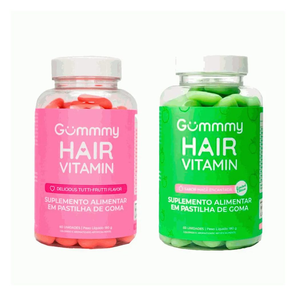 Promopacks Gummmy Hair Tutti Frutti (60 Gomas) + Maçã Verde (60 Gomas) - Padrão: Único