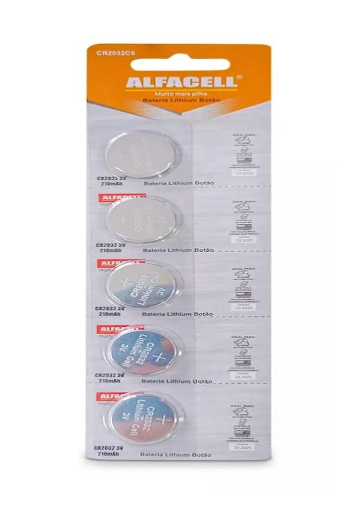 Kit 5- Bateria Cr2032 para Chave Canivete Alarme de Carro