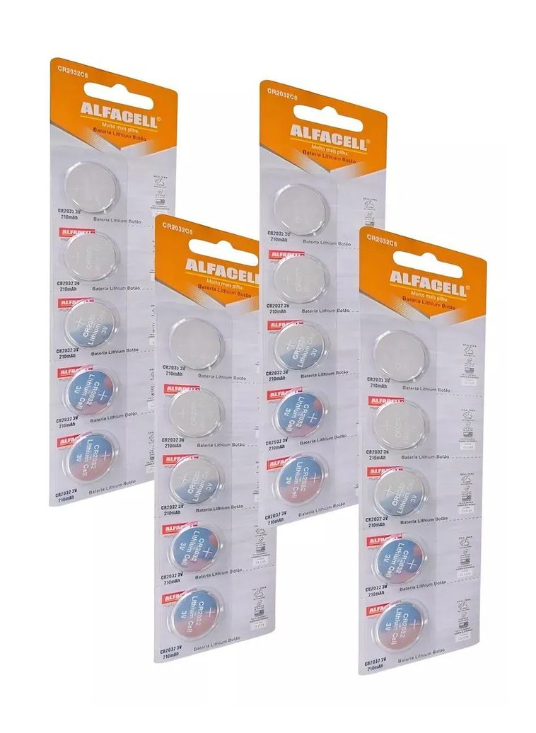 Kit 20- Bateria Cr2032 Alfacell 4 Cartelas