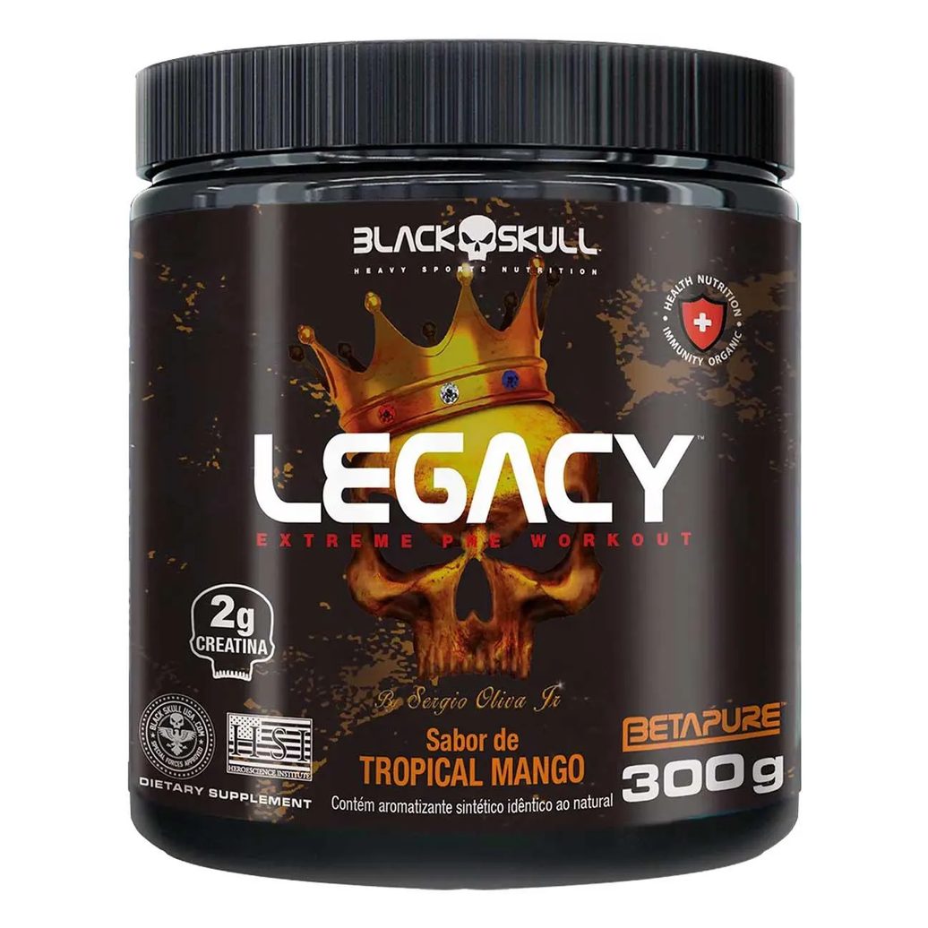 Pre Treino Black Skull Legacy 300g Sabor Tropical Mango
