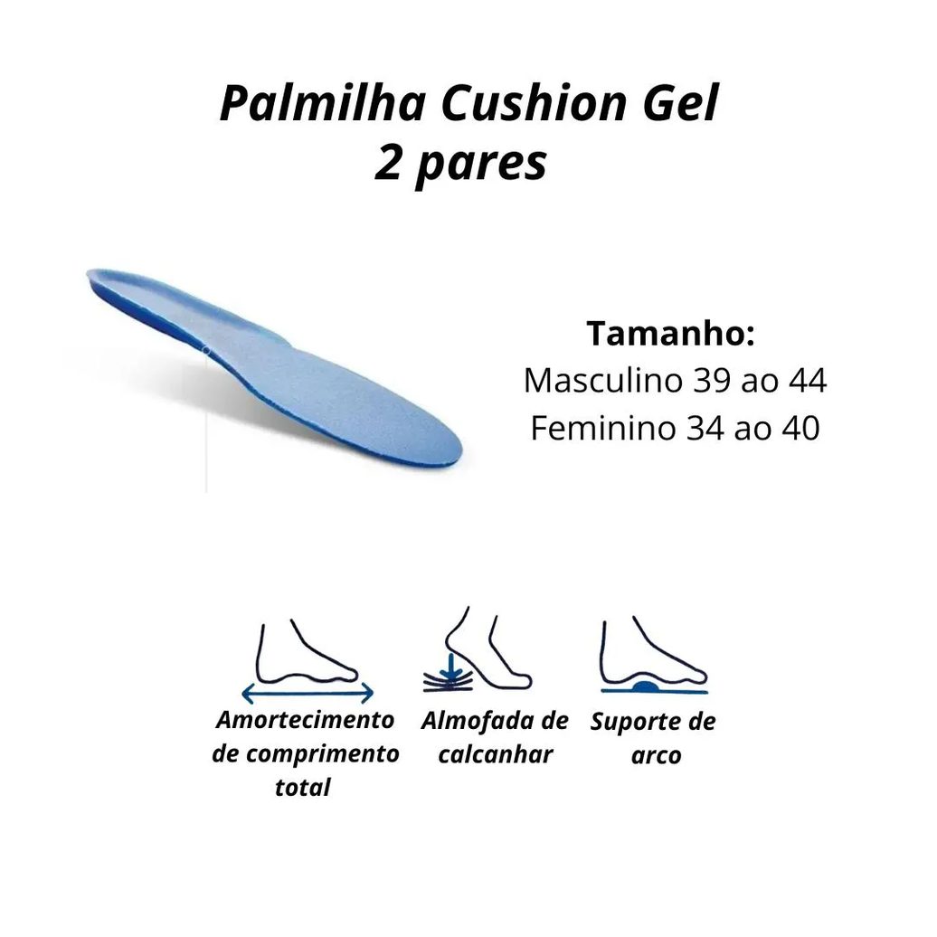 Palmilha Sofcomfort Cushioning Gel (2 Pares) Masculino 39 a 44 Chantal