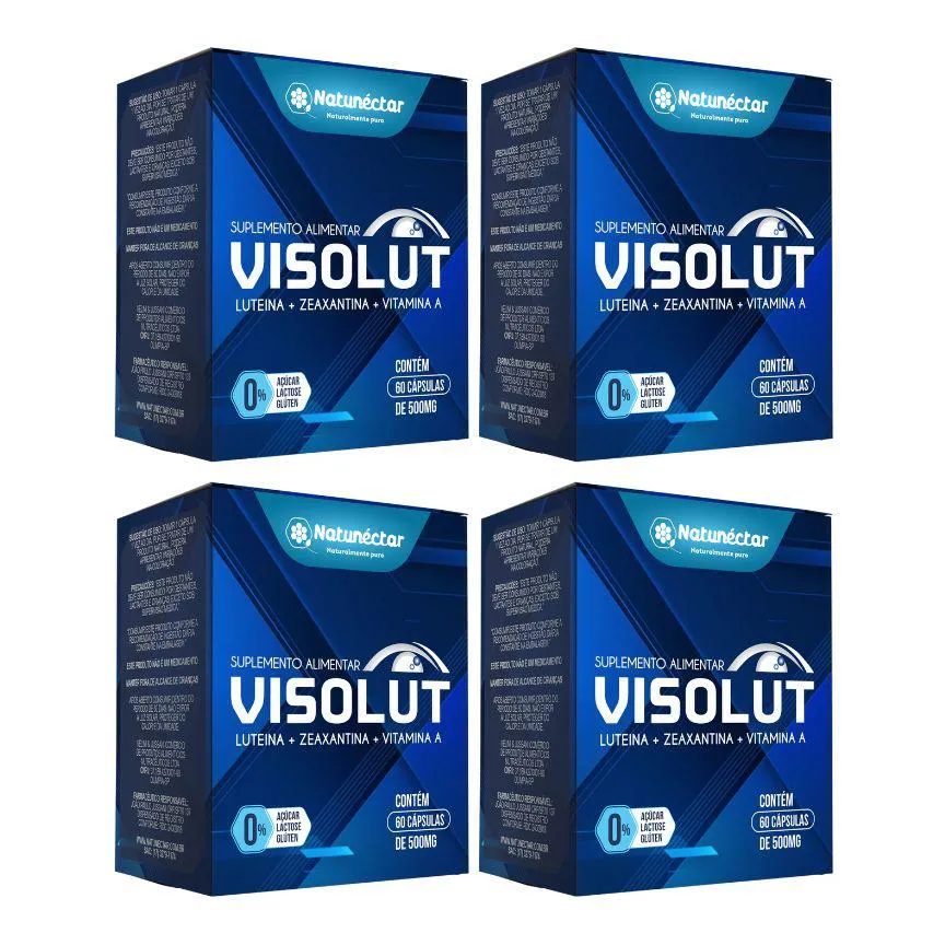 Kit Visolut 500mg (luteína + Zeaxantina + Vitamina A) – 4 Unid (240 Cápsulas)