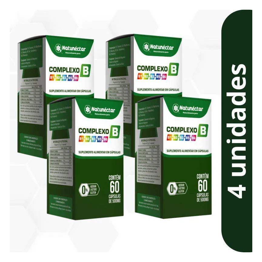 Kit Complexo B Natunéctar 500mg - 4 Unid (240 Cápsulas)