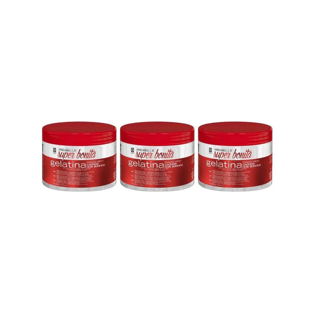 Gelatina Capilar Probelle Super Bonita 500g Cacho Sonhos 3un