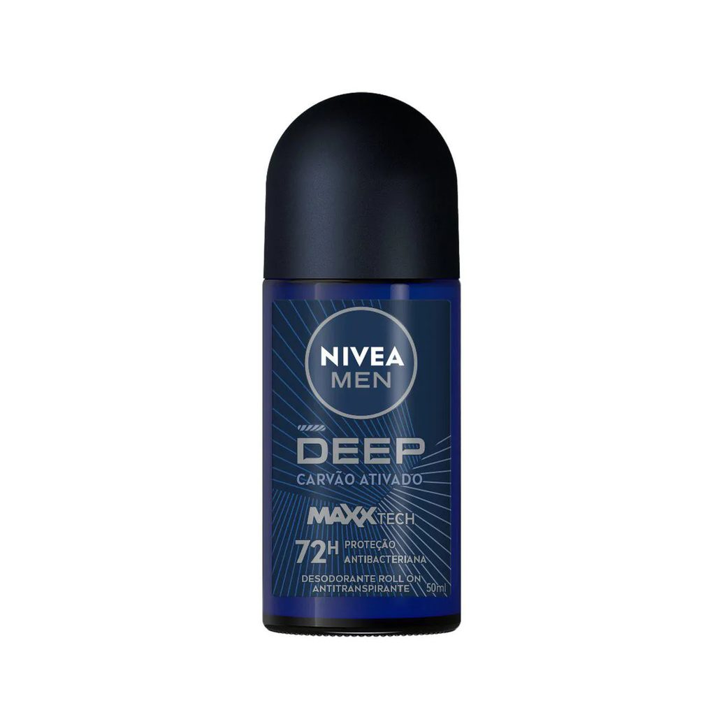 Desodorante Antitranspirante Roll-On Nivea Men Deep Maxxtech Carvão Ativado Masculino 72h 50ml
