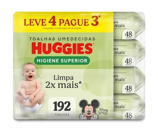 Kit Huggies Disney Baby Max Clean Lenço Umedecido 48 unidades (4 unidades)
