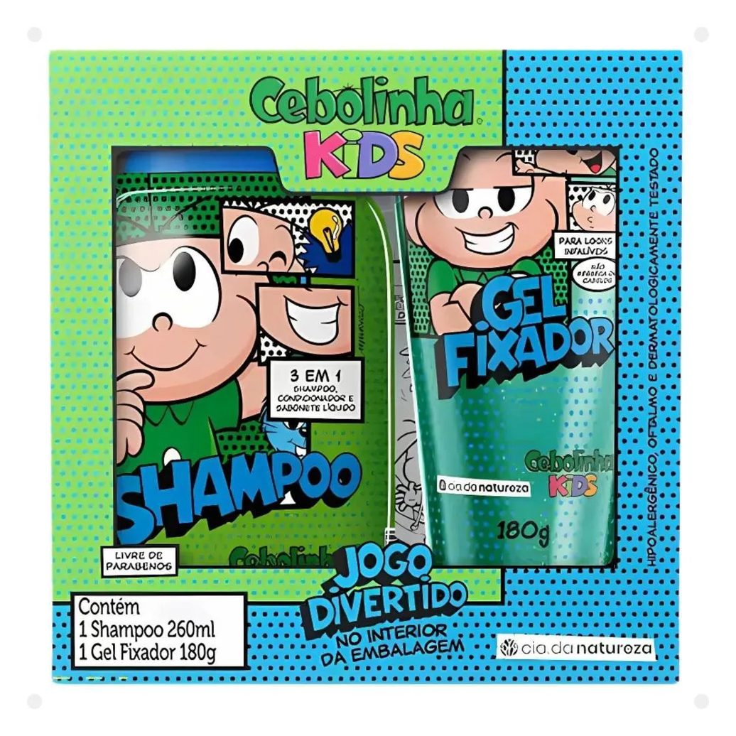 Kit Cia da Natureza Cebolinha Kids: Shampoo 3 em 1 e Gel Fixador