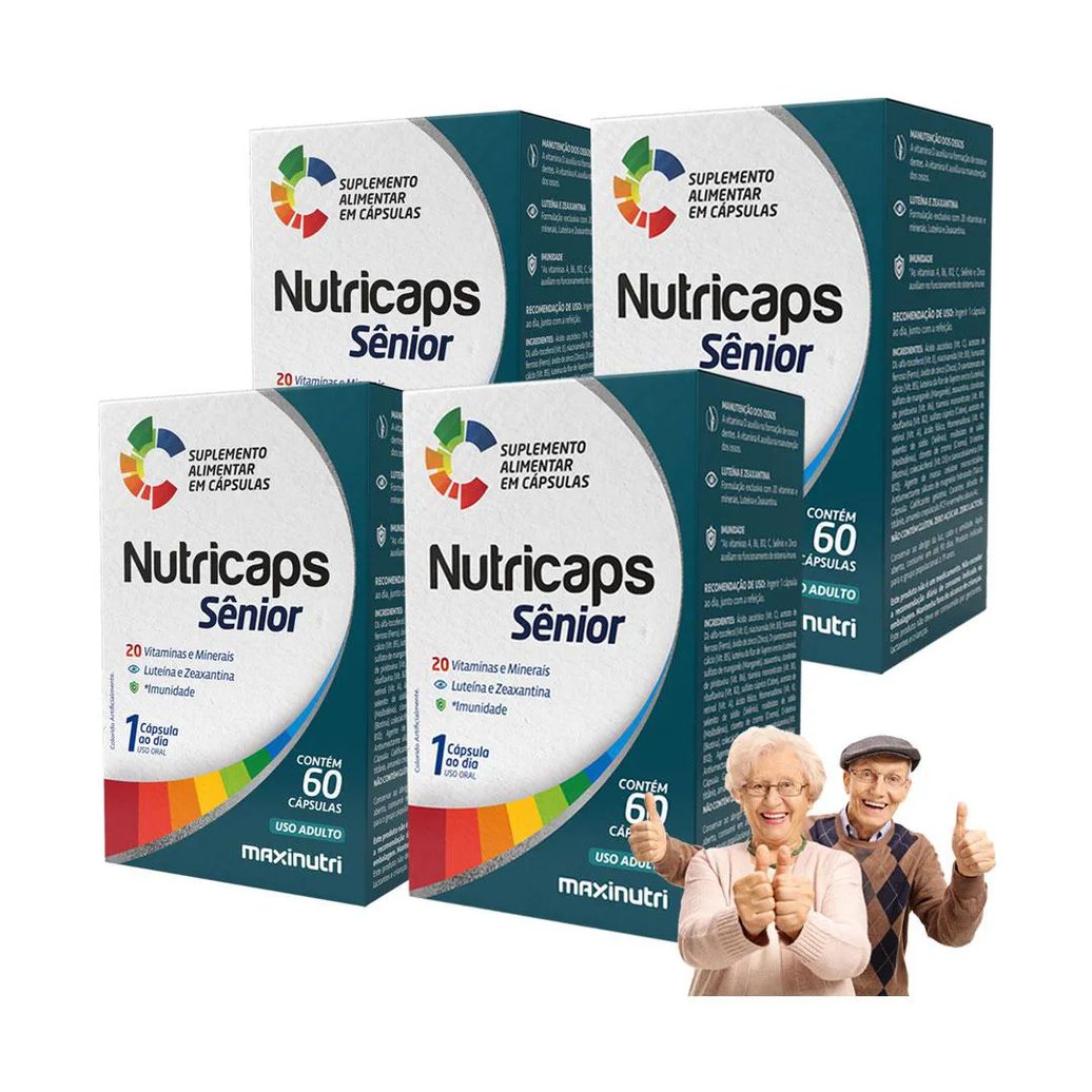 Kit 4 Nutricaps Sênior Vitaminas E Minerais Luteína Zeaxantina 60 cápsulas Maxinutri