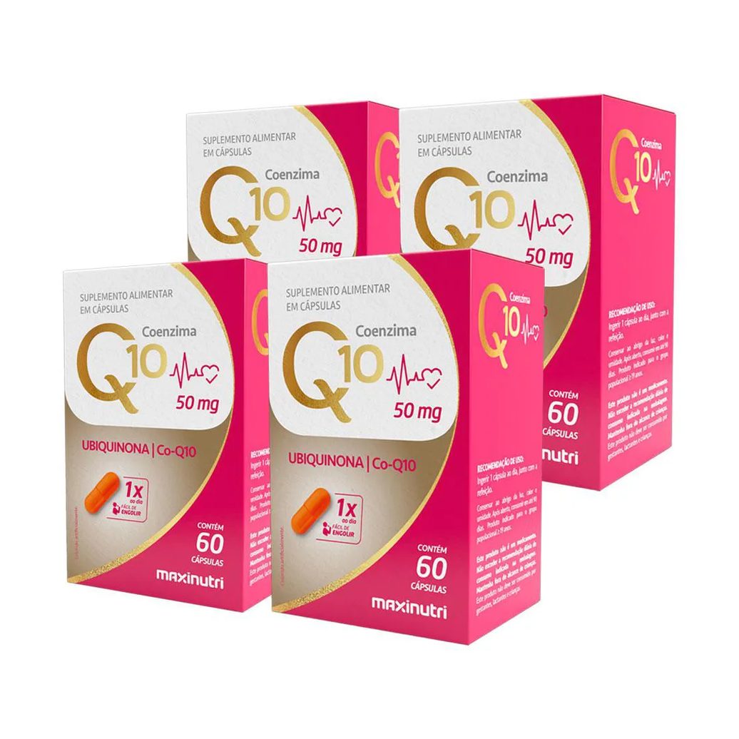 KIT 4 COENZIMA Q10 GOLD UBIQUINONA 50MG 60 CáPS MAXINUTRI