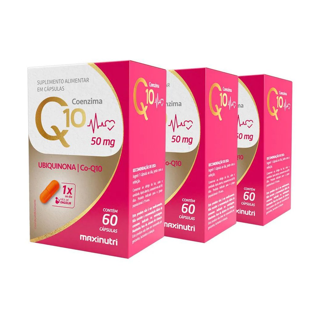 KIT 3 COENZIMA Q10 GOLD UBIQUINONA 50MG 60 CáPS MAXINUTRI