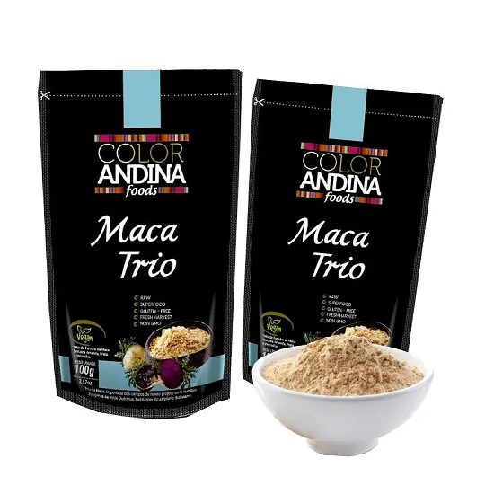 Trio de Maca Peruana (preta, Vermelha E Amarela) Color Andina Food, 2 Standups de 100g