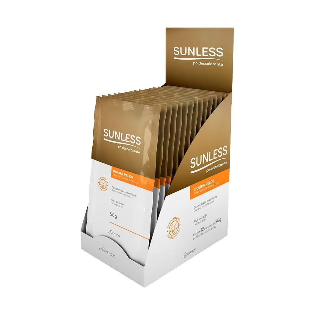 Pó Descolorante Sunless Doura Pelos com Colágeno 50g - Embalagem com 12 unidades