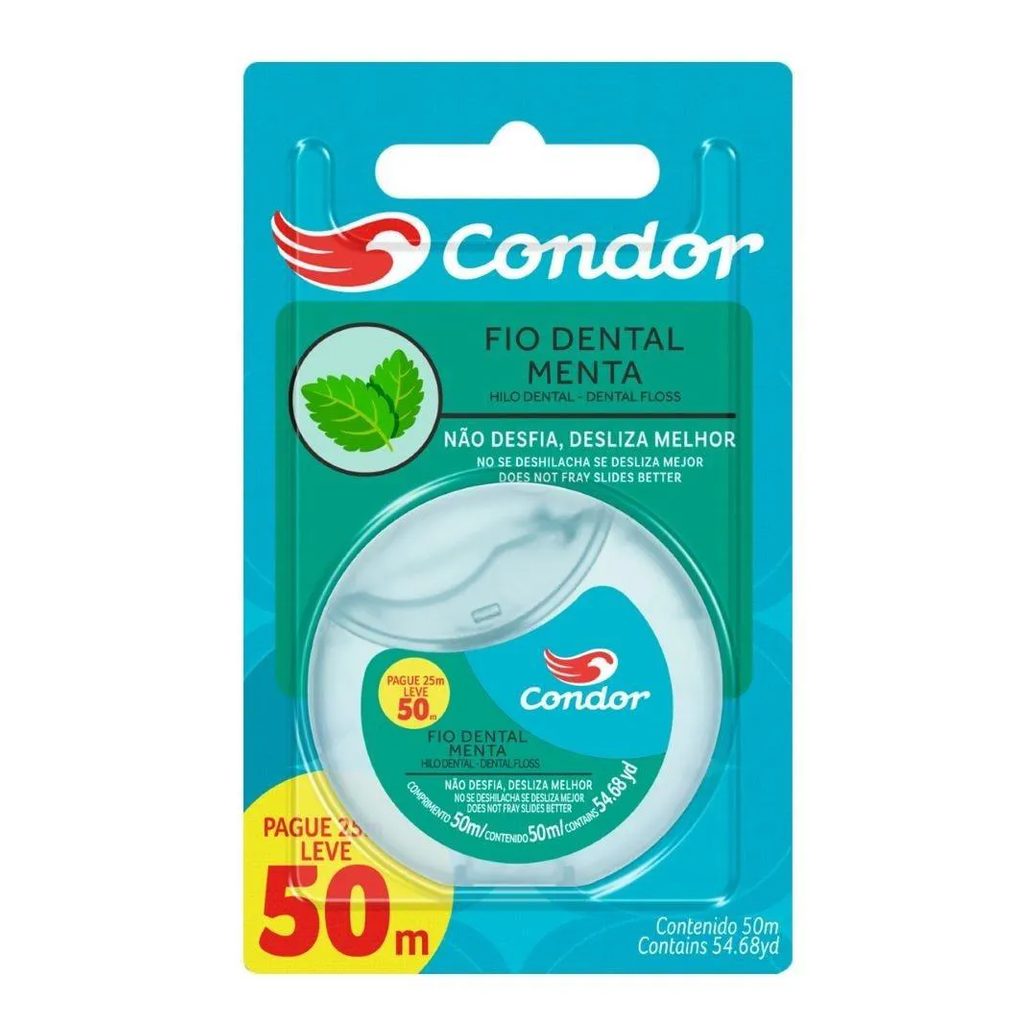 Fio Dental Condor Menta 50m - Embalagem com 6 unidades