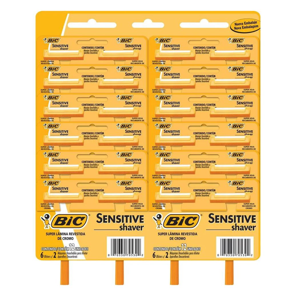 Aparelho Bic Sensitive Shaver 12 Embalagens com 2 unidades
