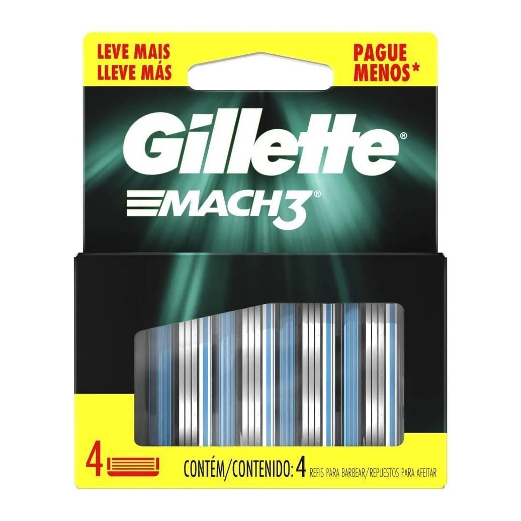 Carga Gillette Mach3 Regular Embalagem com 4 unidades