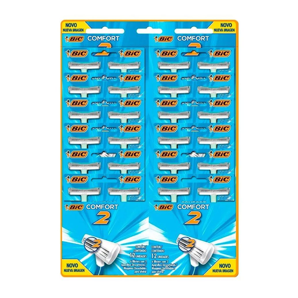 Aparelho Bic Comfort 2 Pele Normal 12 Embalagens com 2 unidades