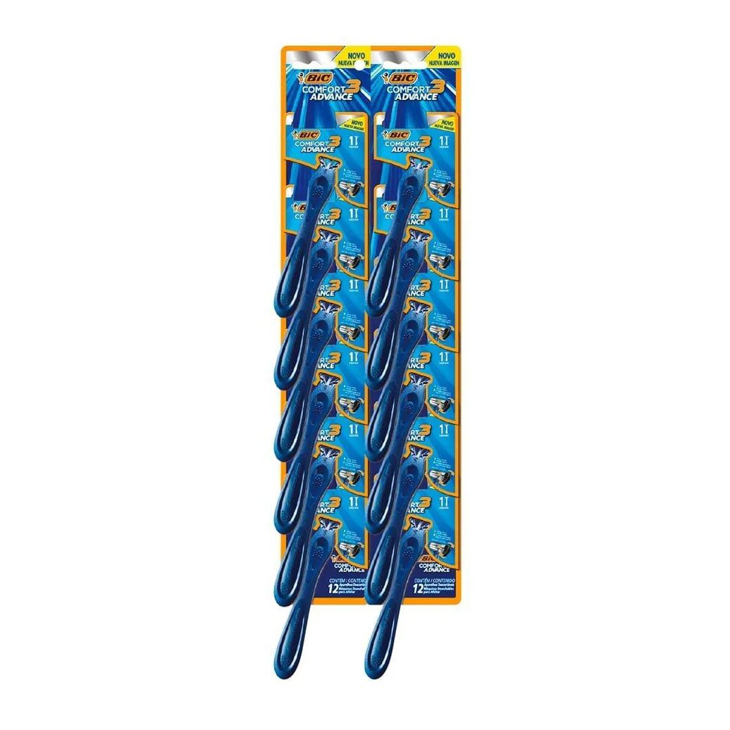 Aparelho Bic Comfort 3 Cabeça Móvel Pele Normal Embalagem com 12 unidades