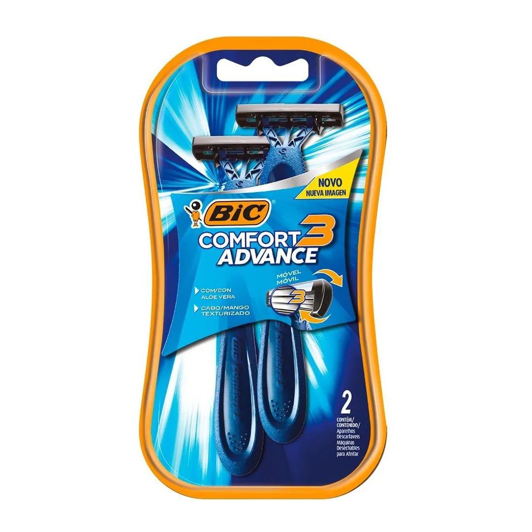 Aparelho Bic Comfort 3 Cabeça Móvel Pele Normal 12 Embalagens com 2 unidades