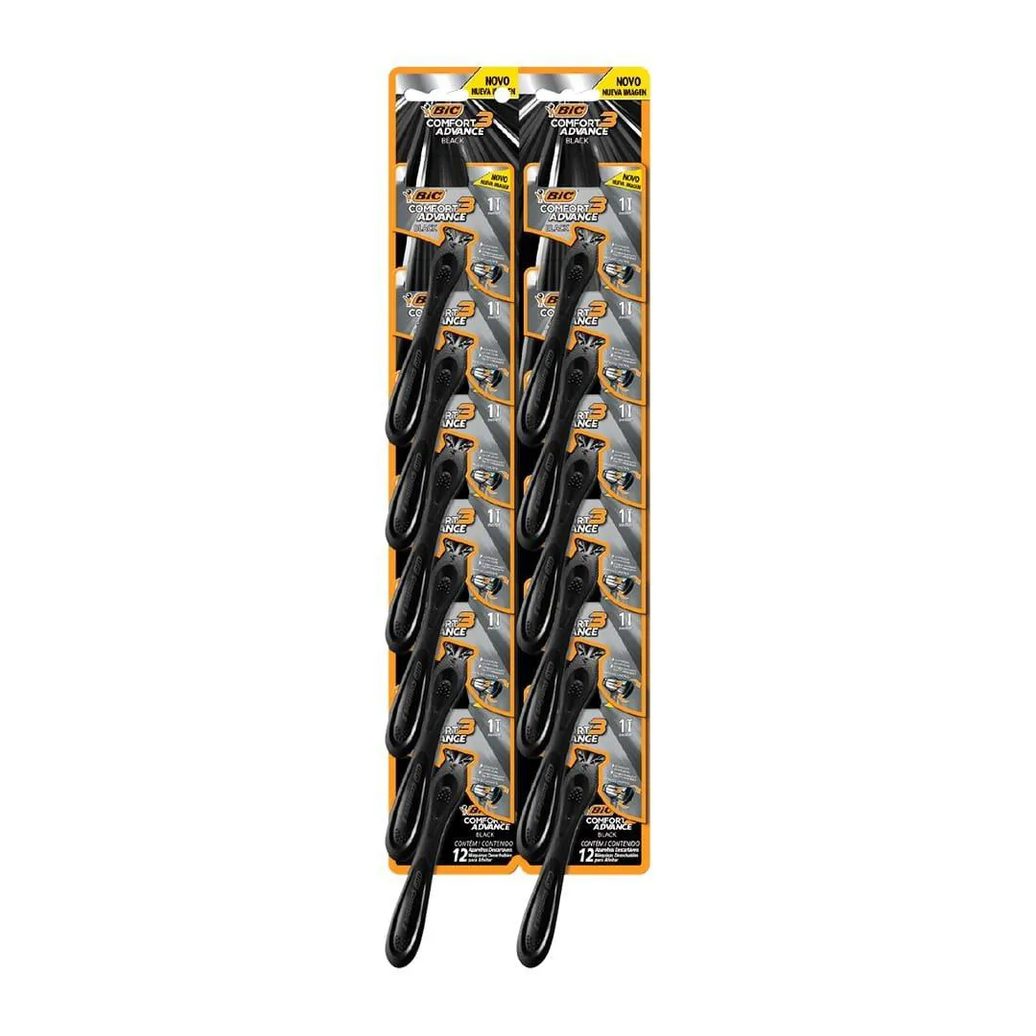 Aparelho Bic Comfort 3 Black Night Embalagem com 12 unidades