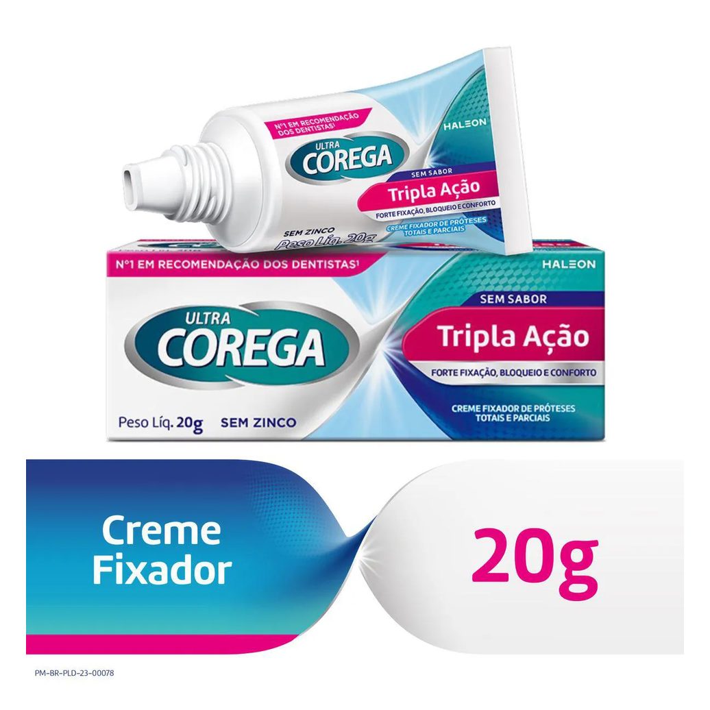 Creme Fixador de Dentadura Ultra Corega Tripla Ação Sem Sabor com 20g