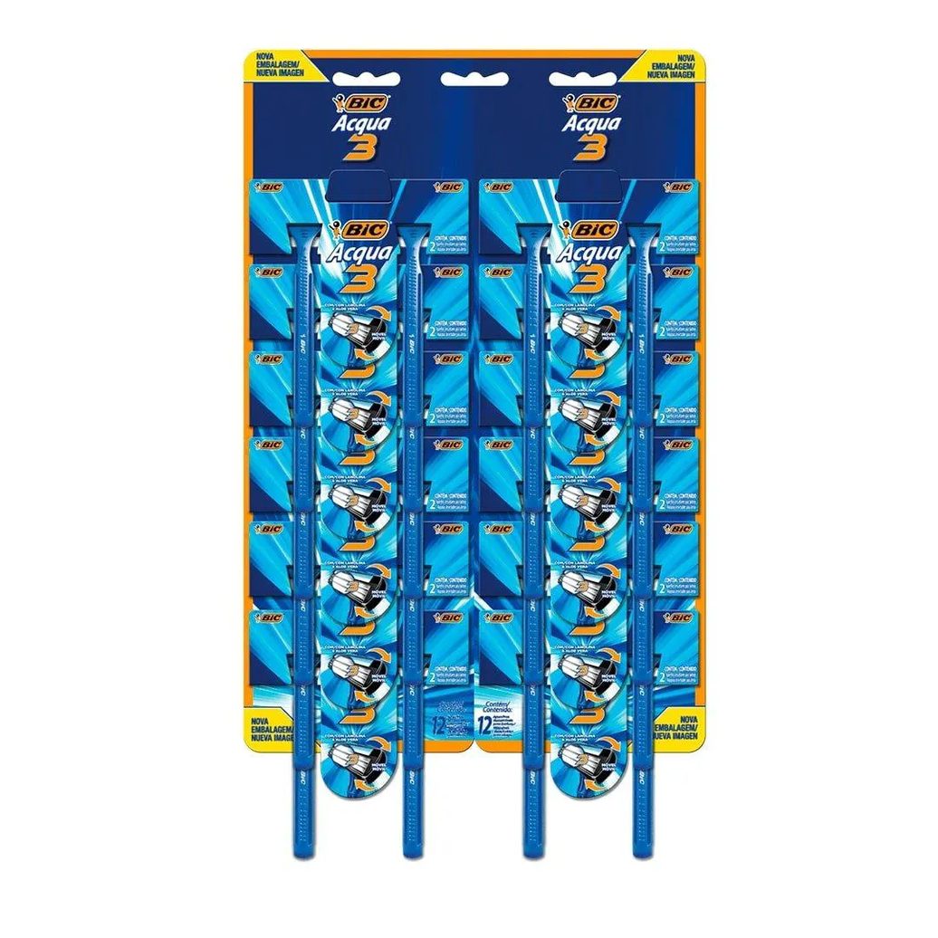Aparelho Bic Aqua 3 - 12 Embalagens com 2 unidades