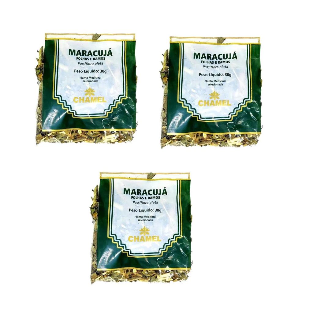 Kit 03 Pacote de Chá de Maracujá 30g - Chamel