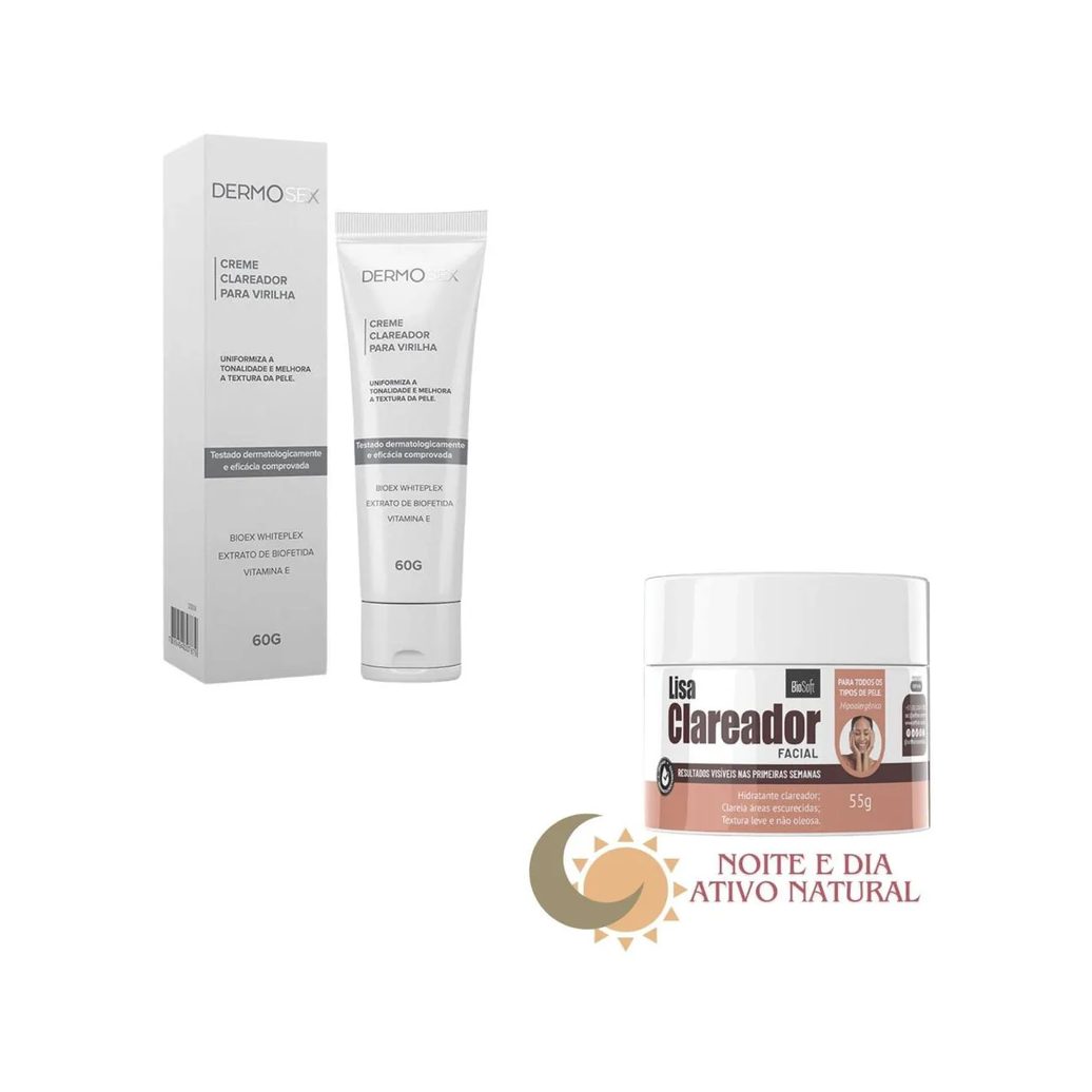 Creme Clarear Virilha + Clareador Facial Combo Mancha Escura