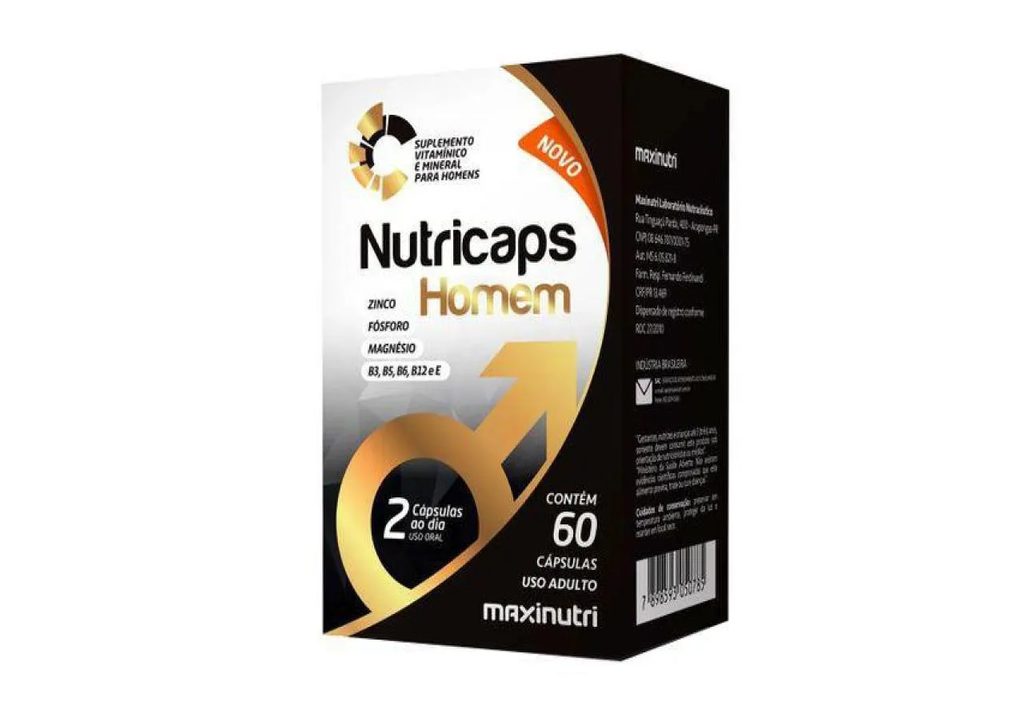 Nutricaps Homem Fósforo Magnésio Zinco 60 cápsulas Maxinutri