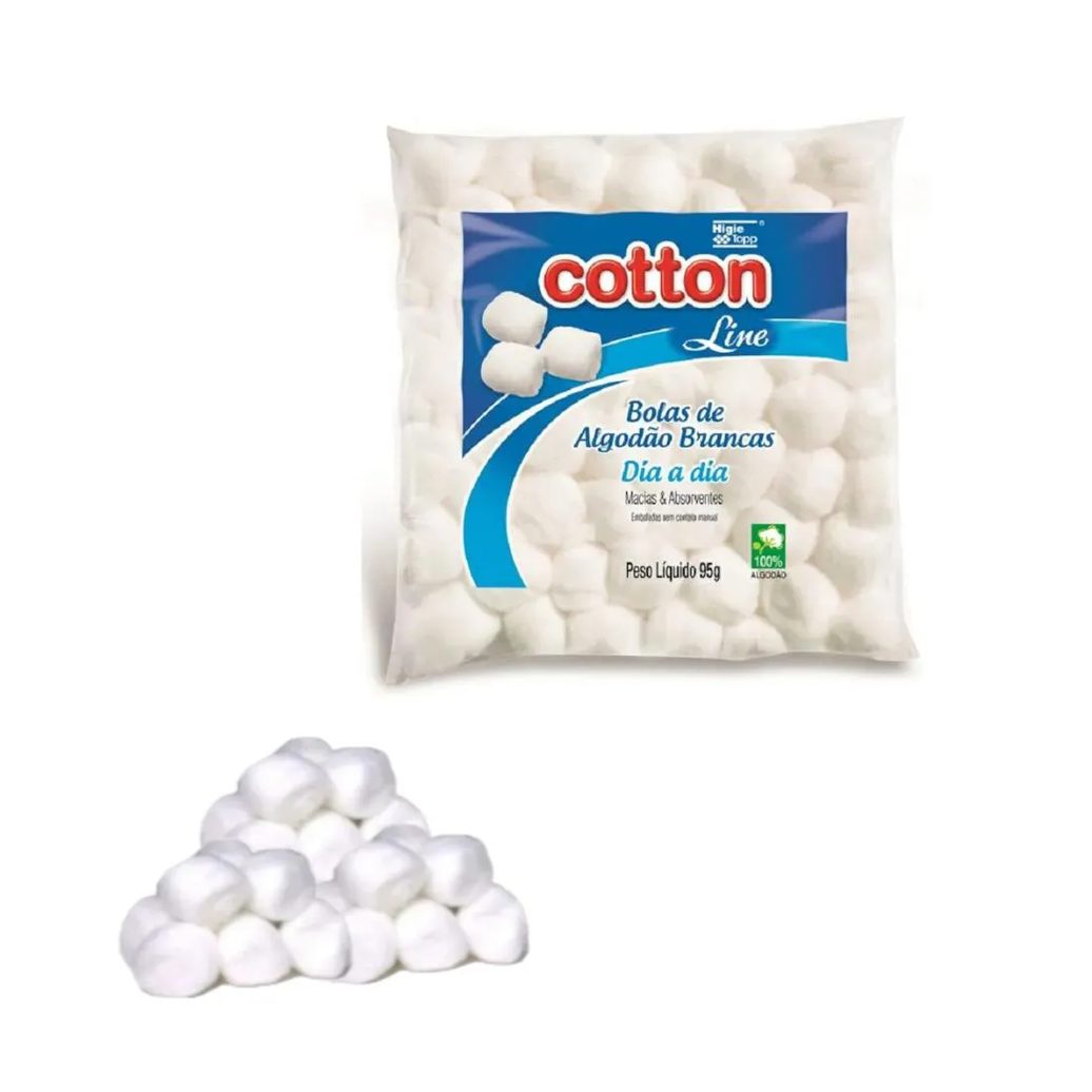 Algodão Hidrófilo Dia a Dia em Bolas Brancas Cotton Line 95g