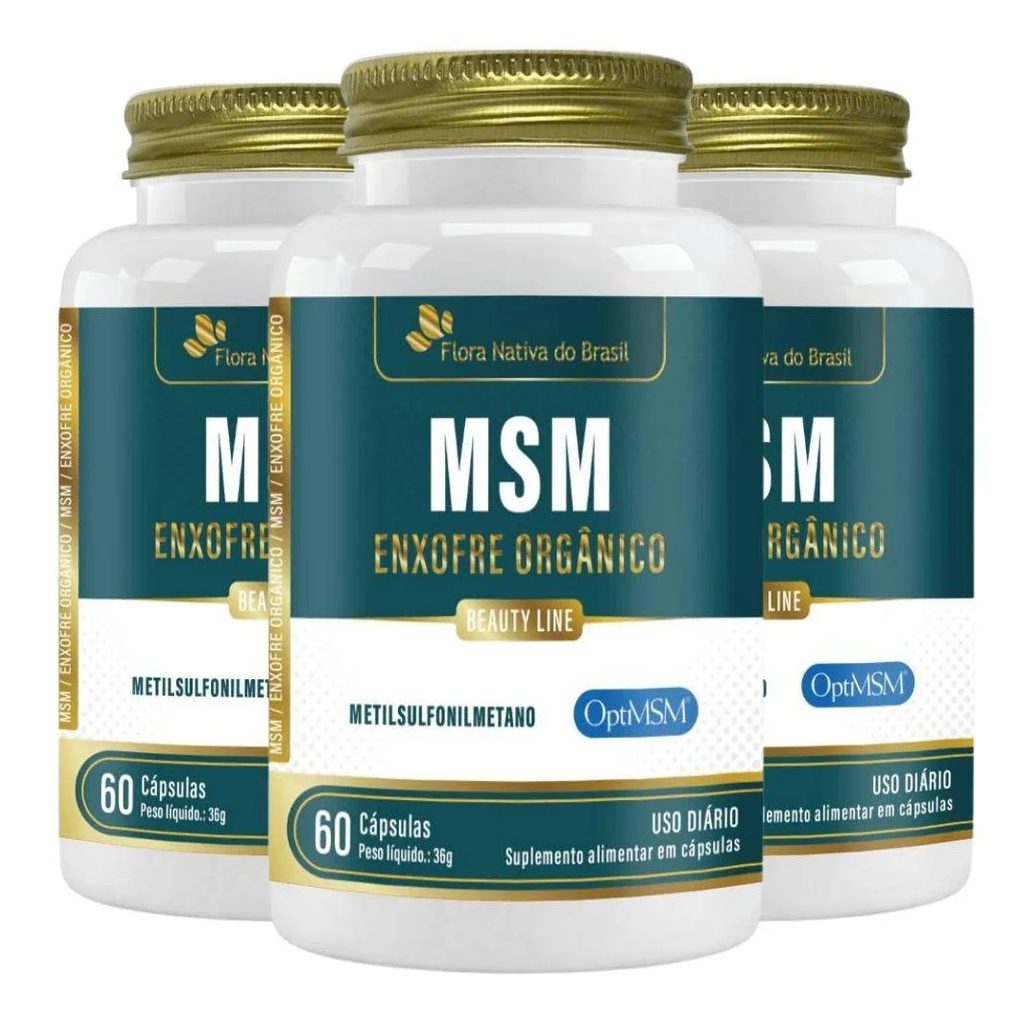 Kit 3x Msm Enxofre Orgânico 500mg 60 cápsulas - Flora Nativa
