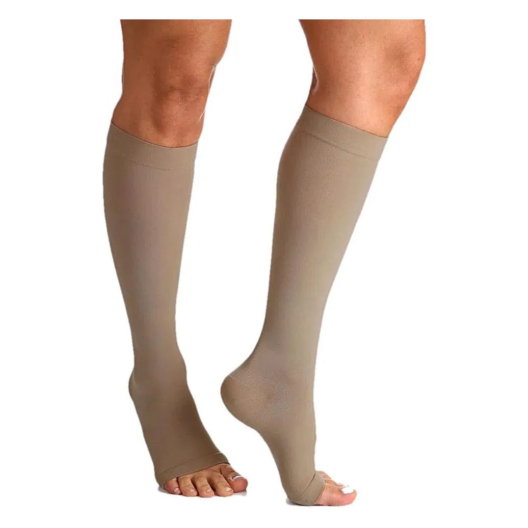 Meia 3/4 Select Comfort Premium Sigvaris - 20-30mmhg - Natural Escura - Aberta - P2