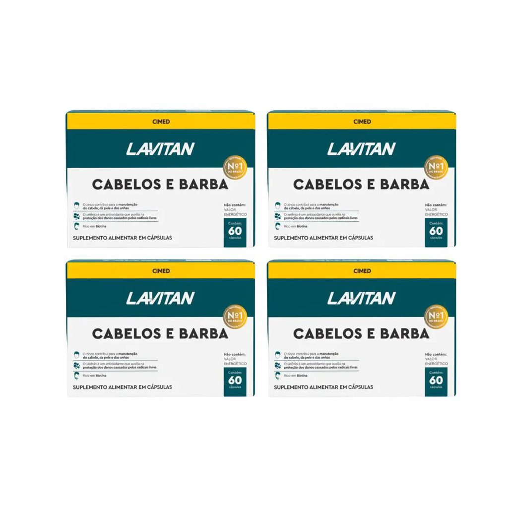 Kit 4 Lavitan Homem Cabelos e Barba - 60 cápsulas - Cimed
