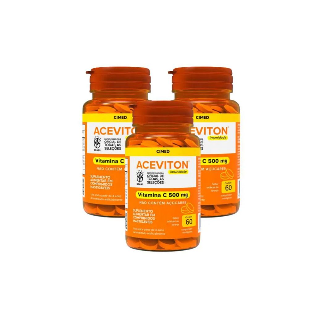 Kit 3 Aceviton Imunidade Vitamina C 500mg - 60 Cpr - Cimed