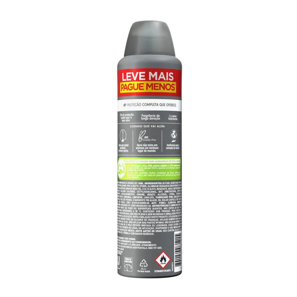 Desodorante Antitranspirante Aerosol Dove Men +Care Proteção Total 72h 250ml