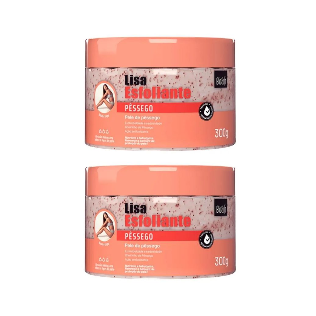 Creme Esfoliante Soft Hair 300g Biosoft Pessego - Kit C / 2un