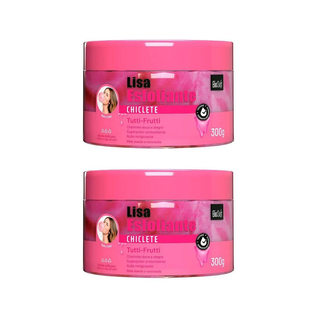 Creme Esfoliante Soft Hair 300g Biosoft Chiclete - Kit C / 2un