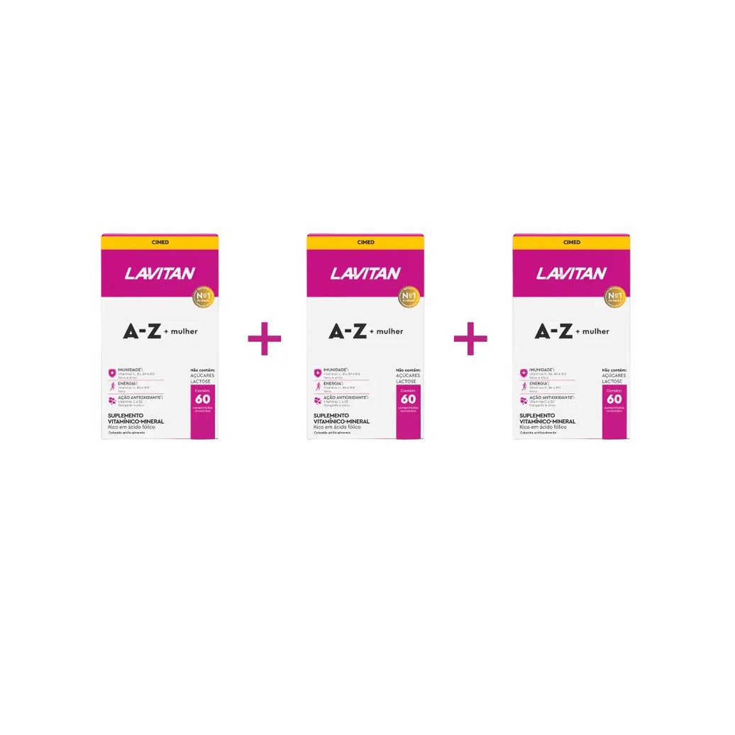 Kit 3 Lavitan A-z Mulher Suplemento com 60 cápsulas - Cimed