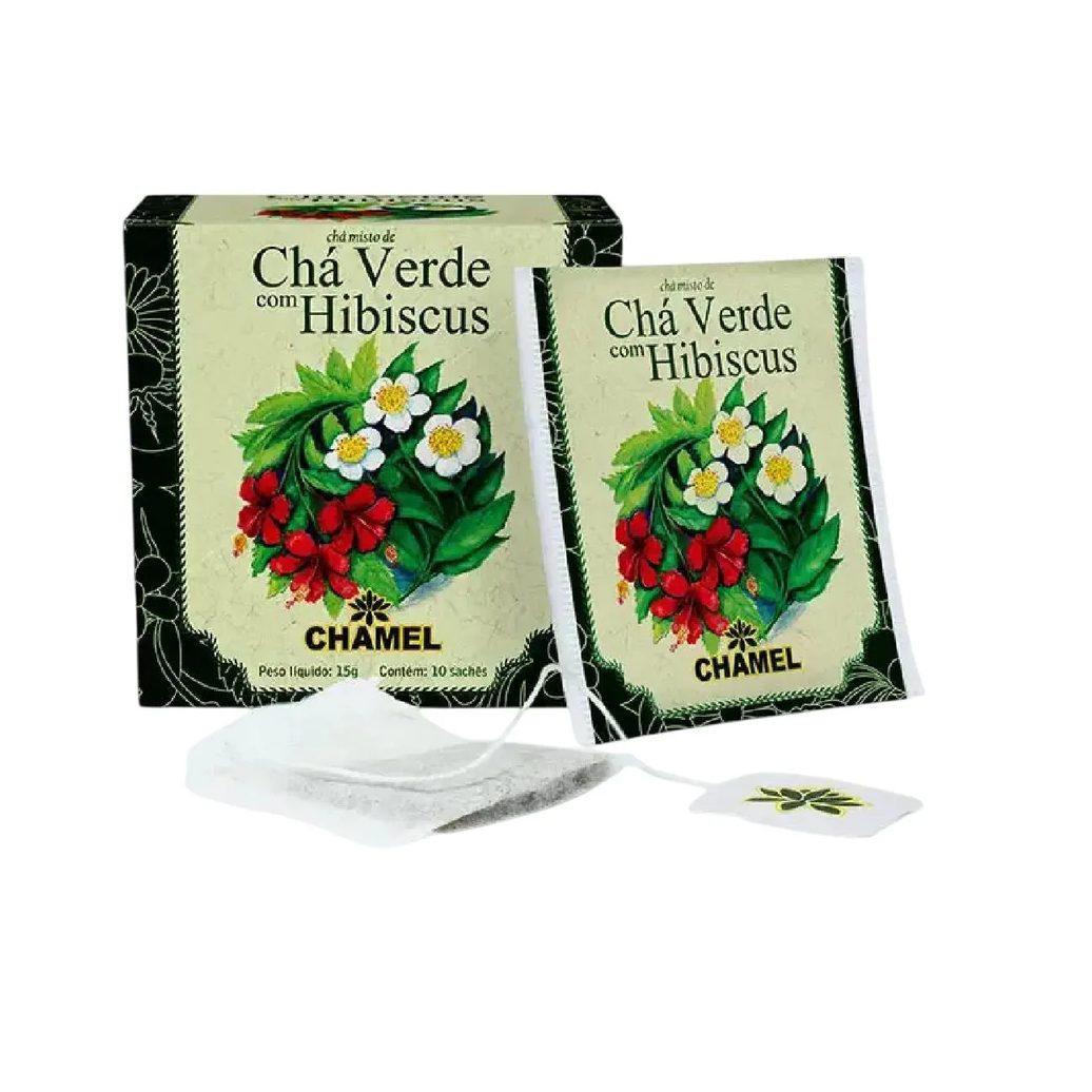 Chá Verde com Hibiscus com 10 Sachês 15g - Chamel