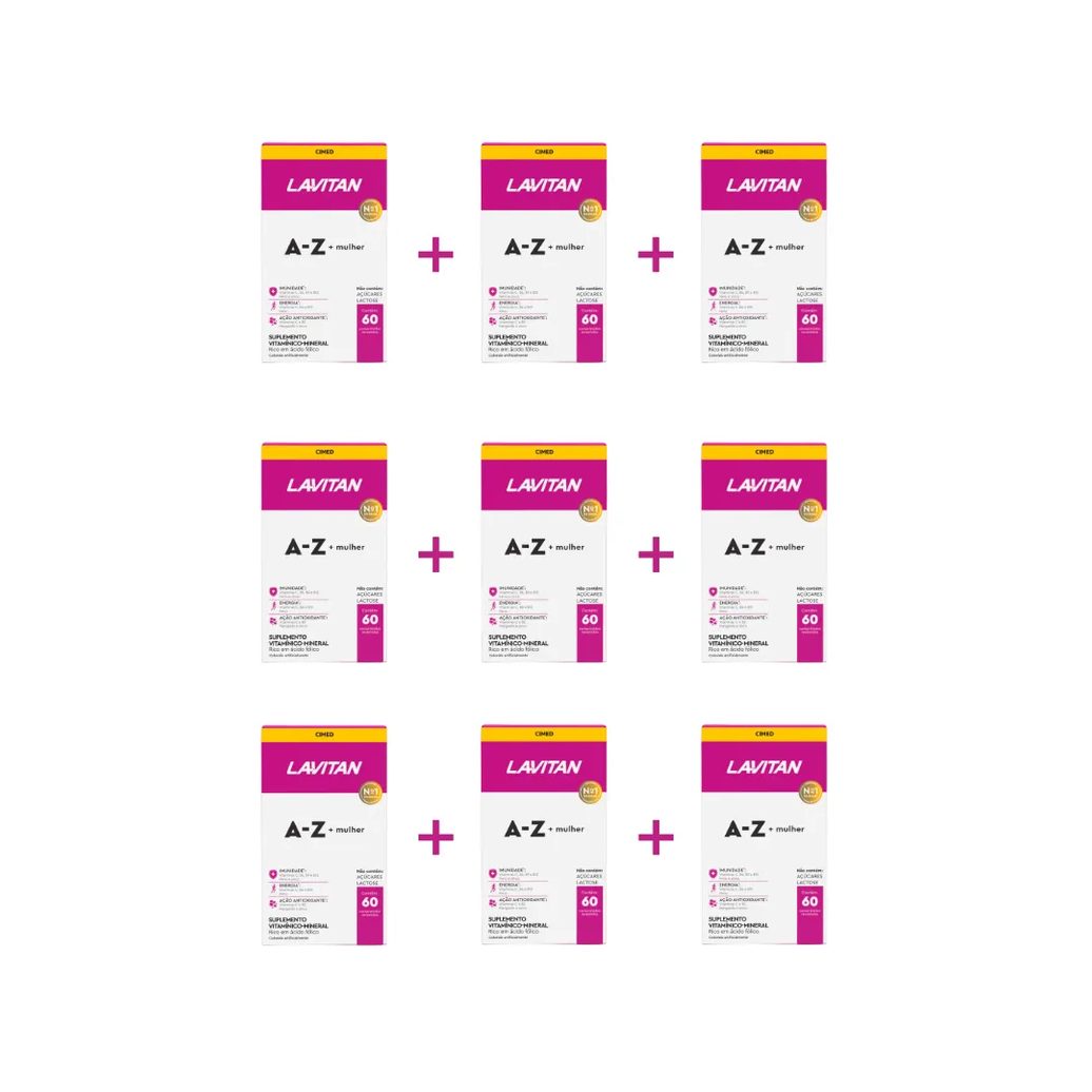 Kit 9 Lavitan A-z Mulher Suplemento com 60 Capsulas - Cimed