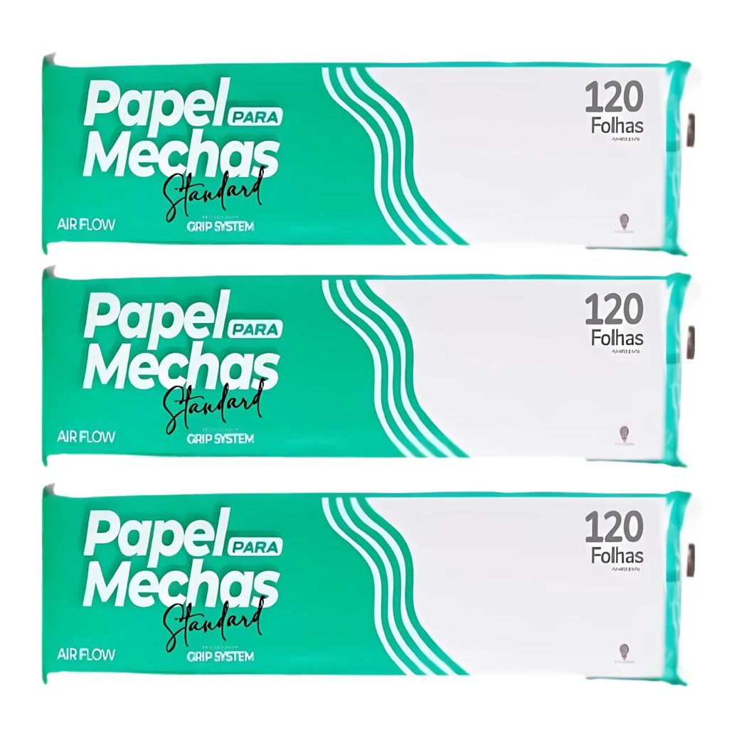 KIT PAPEL PARA MECHA 3UN. STANDARD BRANCO 11X47CM 120 FOLHAS