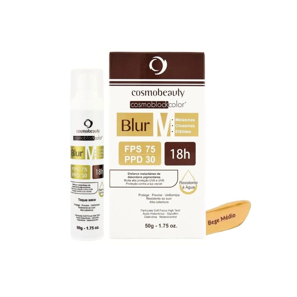 Cosmobeauty Filtro Solar Blur M Fps 75 Peles Melasma Bege Médio 50G