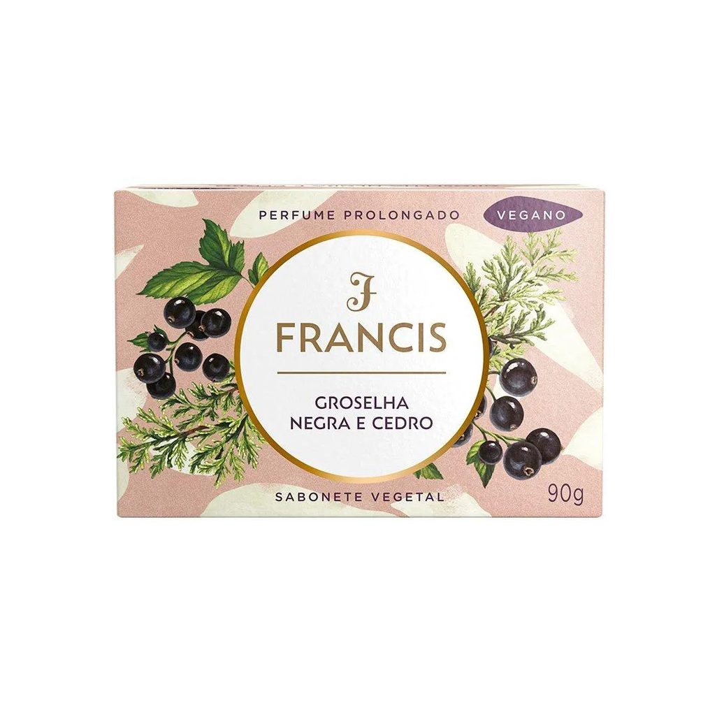 Sabonete Francis Luxo Preto (groselha Negra e Cedro) 90g - Embalagem com 12 unidades