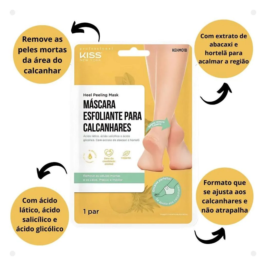 Máscara Esfoliante para Calcanhares Kiss New York Kehm01b