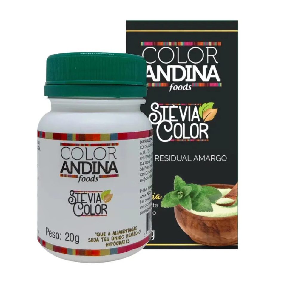 Adoçante Color Andina Natural 100% Stevia 20g sem Amargor Vegano Puro