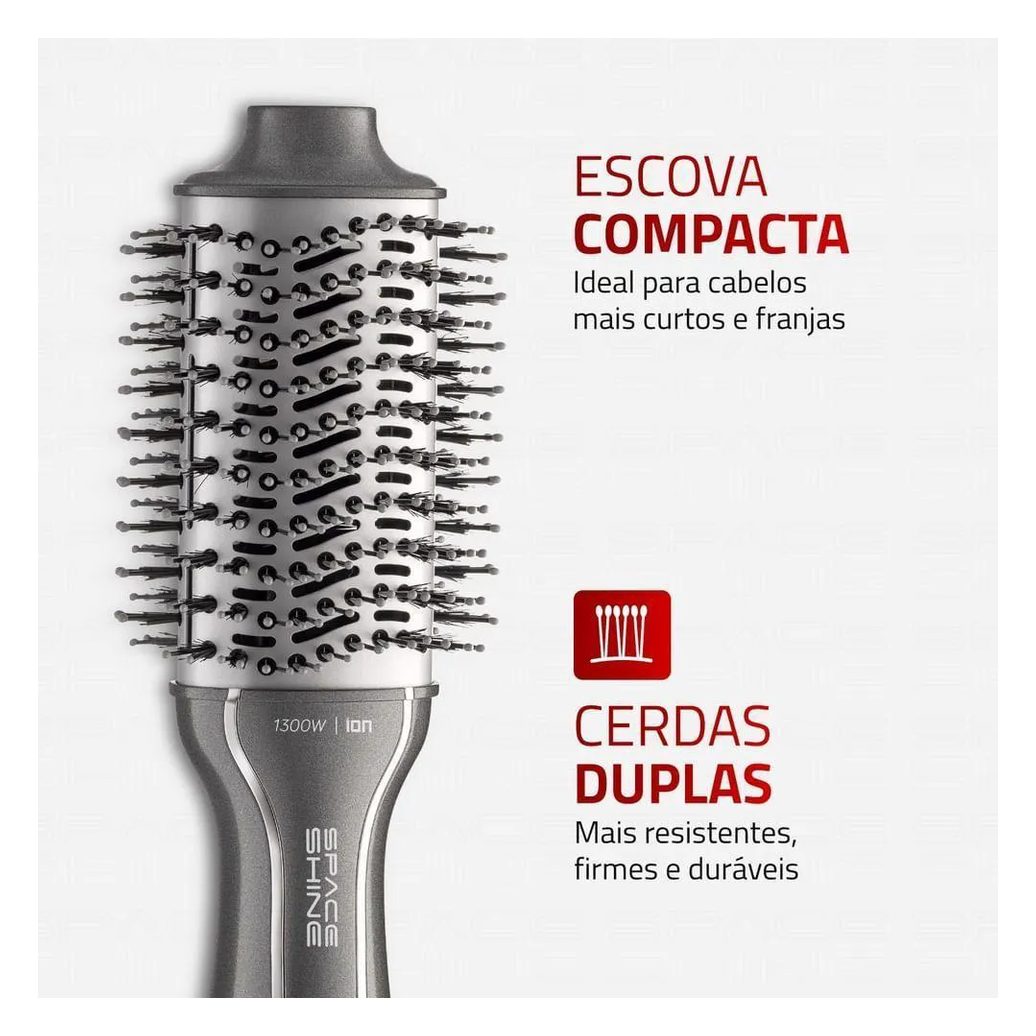 Escova Secadora Space Shine Mondial Grafite 1300w Es-20 Bivolt