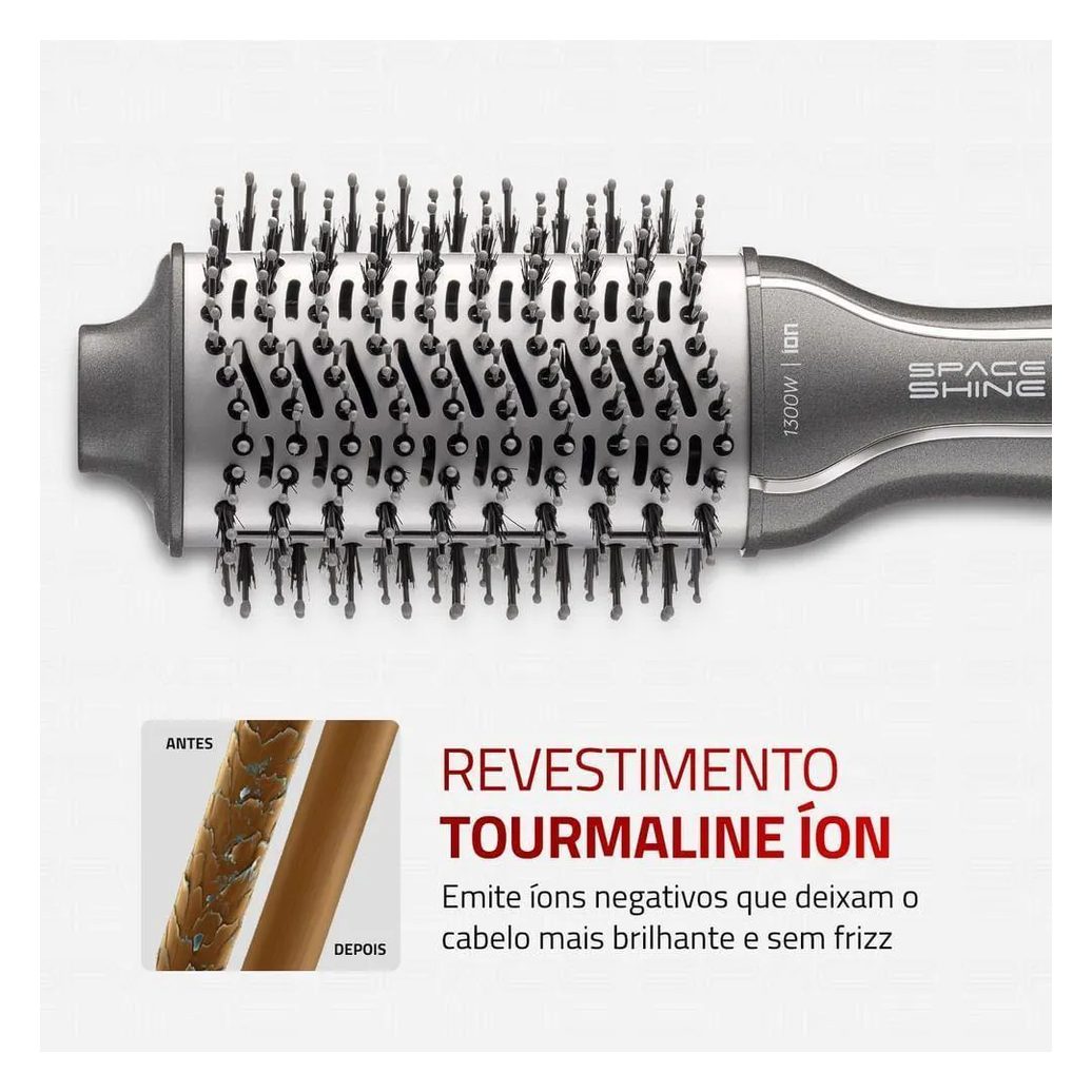 Escova Secadora Space Shine Mondial Grafite 1300w Es-20 Bivolt